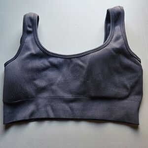 Unbranded Women's Size L Gray Ribbed Sports Bra With Padding